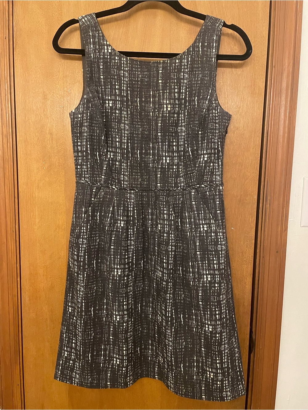 J. Crew Factory Black and White Textured Sleeveless Midi Dress
